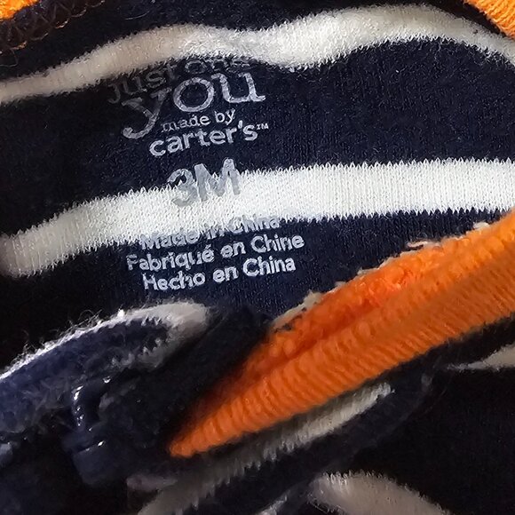 Carter's Baby Boy Long Sleeve Little Brother Zip Up Footie Sleeper 3M - Picture 2 of 3